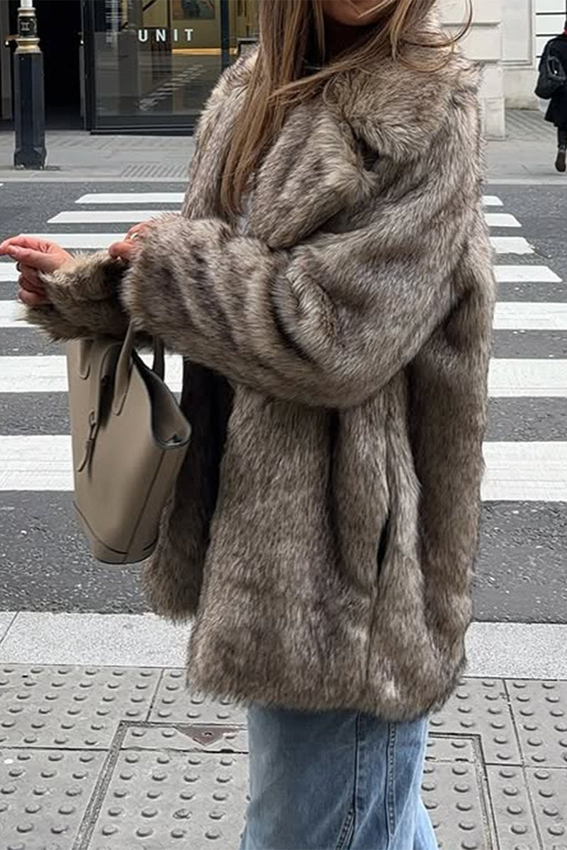 Chic Plush Long Sleeve Coat