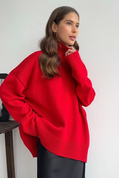 Slimming High Neck Knit Sweater