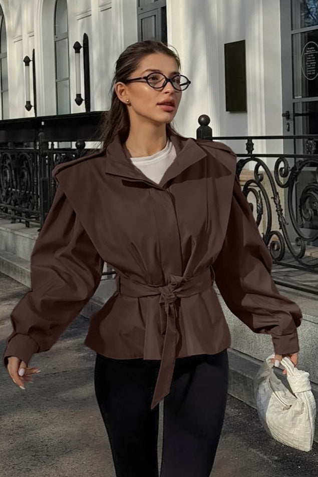 Relaxed Fit Notch Collar Belted Coat