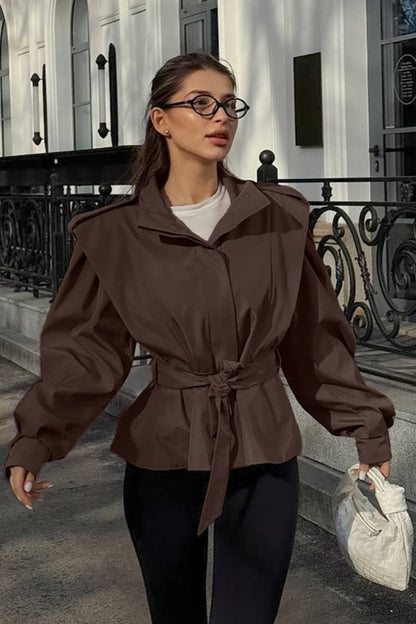 Relaxed Fit Notch Collar Belted Coat