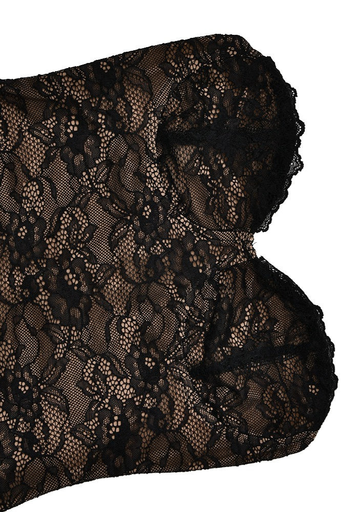 Lace Long Sleeve Crop Top Bodycon Floral Dress Set