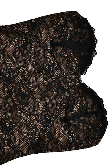 Lace Long Sleeve Crop Top Bodycon Floral Dress Set