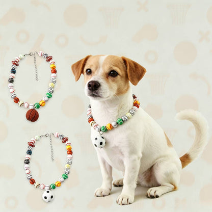 Multi-Sport Ball Beaded Pet Necklace for Cats & Small Dogs