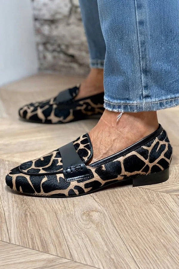 Leopard Print Low-cut Loafers