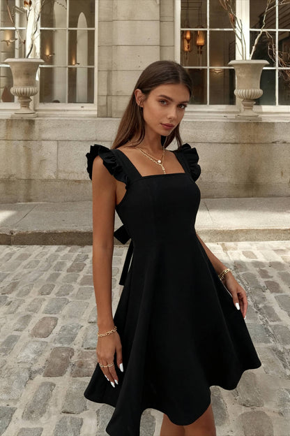 Sleeveless Mini Dress with Ruffle Tie-back