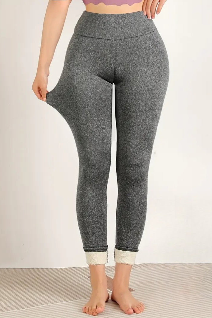 High-Waisted Fleece Lined Pebbled Thermal Leggings