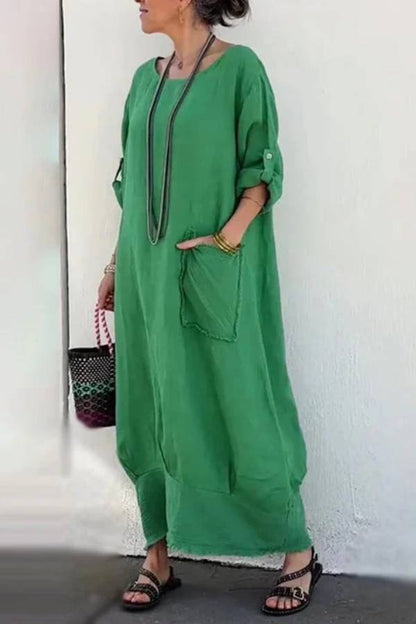 Cotton and Linen Patchwork Long Dress