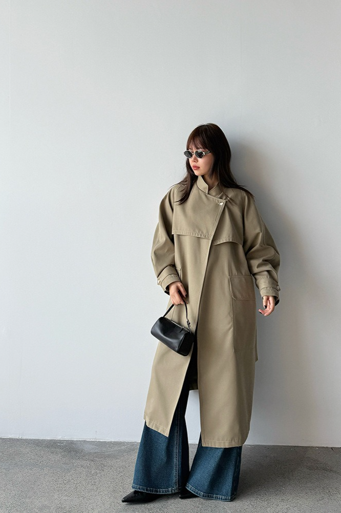 Vintage Lapel Long British Slouchy Casual Overcoat