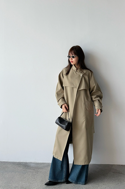 Vintage Lapel Long British Slouchy Casual Overcoat