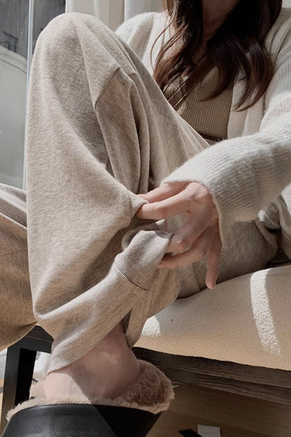 Plush Deep Gray Oversized Knit Pants