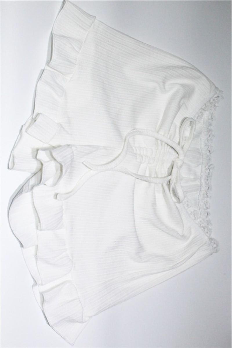 Lace Ruffle Hem Cami Lounge Shorts Set