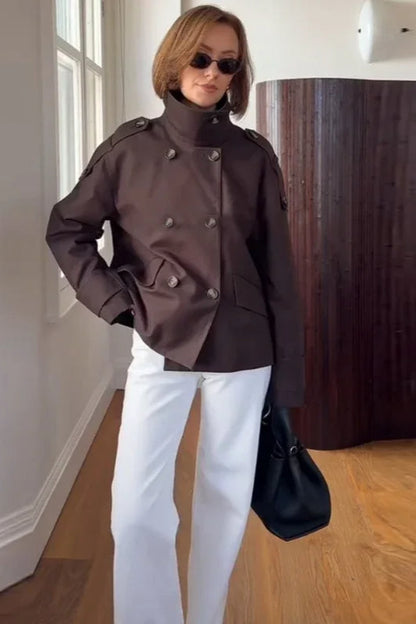 Stand Collar Loose Fit Casual Jacket