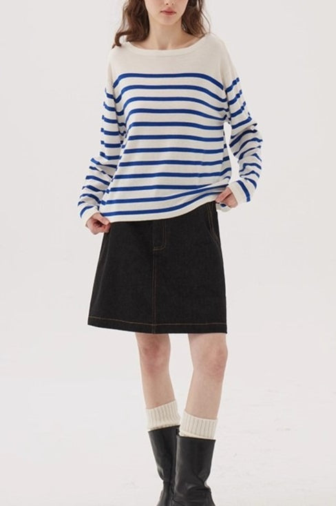 Classic Breton Long Sleeve Knit Top