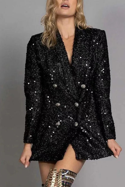 Sequin Double-Breasted Blazer