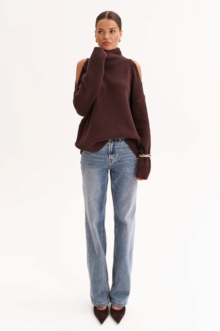 Off Shoulder Turtleneck Sweater