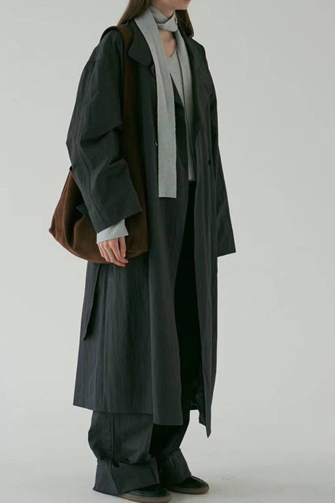 Oversized Stand Collar Long Casual Overcoat