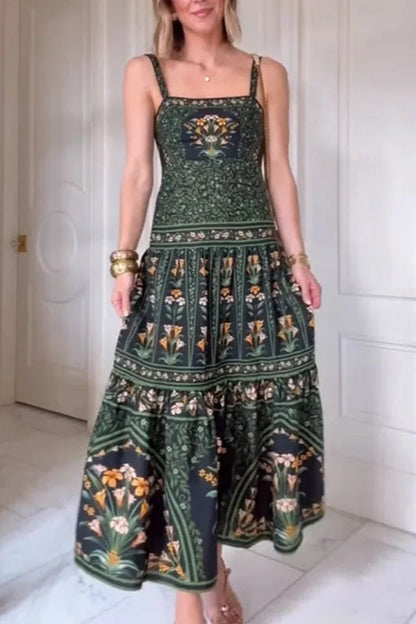 Ethnic Vintage Print A-Line Boho Dres