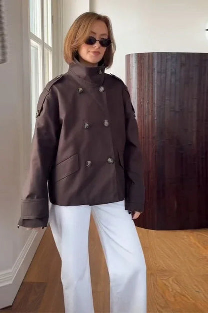 Stand Collar Loose Fit Casual Jacket