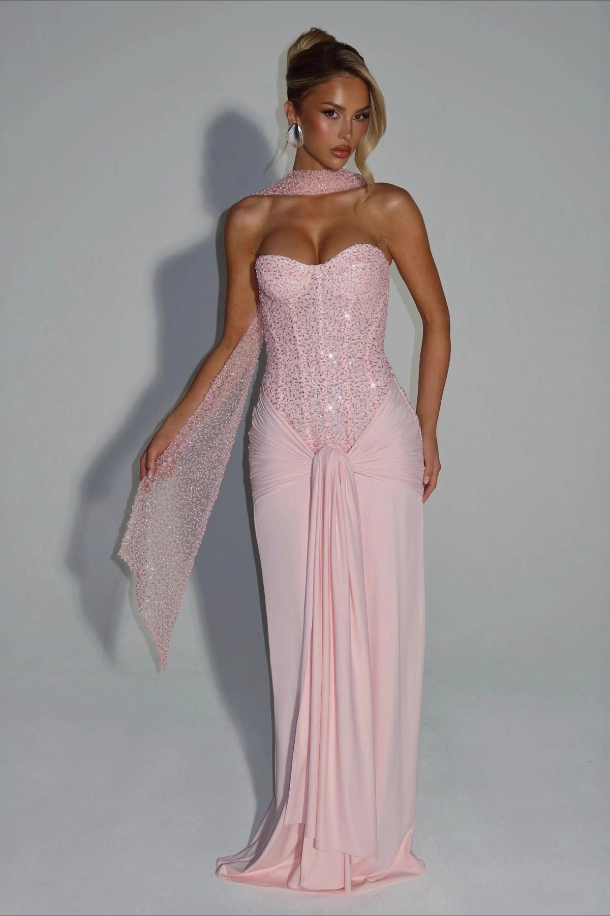 Strapless Ruched Zipper Slim Fit Formal Dress