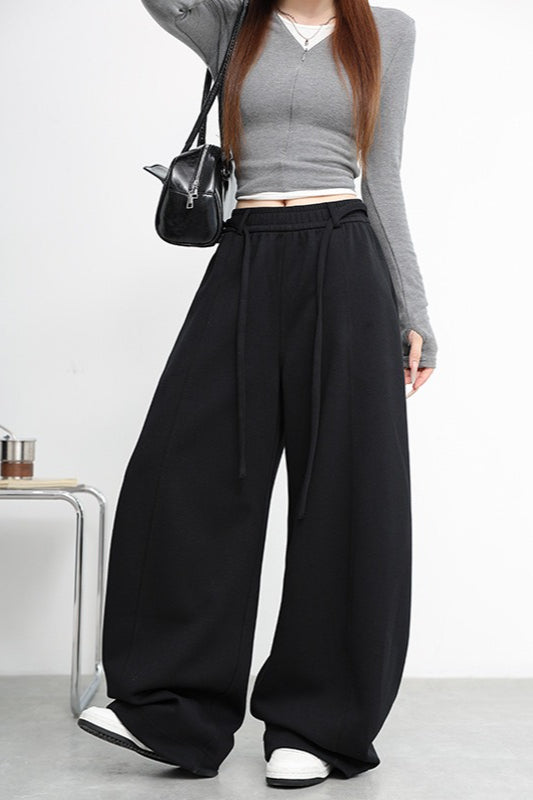 Fleece Lined Curved High Waist Knit Pants