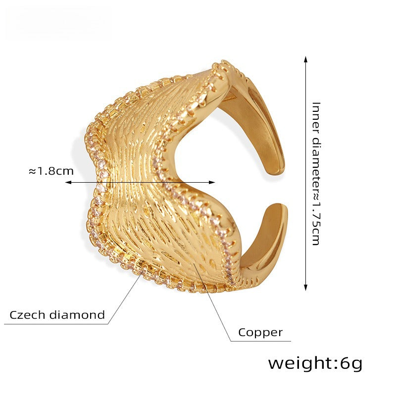 Vintage Style Copper Zirconia Open Ring