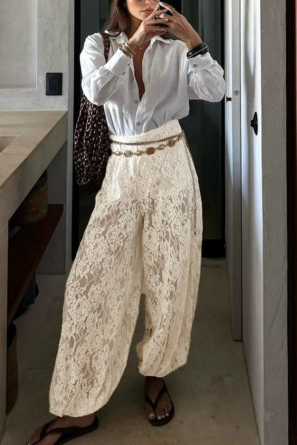 Ibiza Breeze Floral Lace Lantern Pants