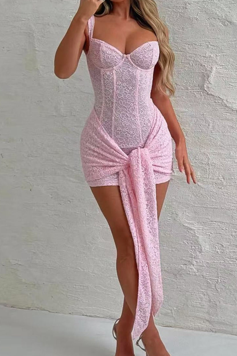 Corset Waist Tie Lace Dress