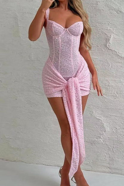 Corset Waist Tie Lace Dress