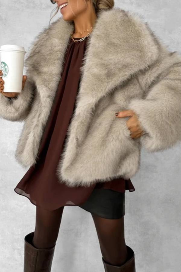 PREMIUM GREY FUR COAT