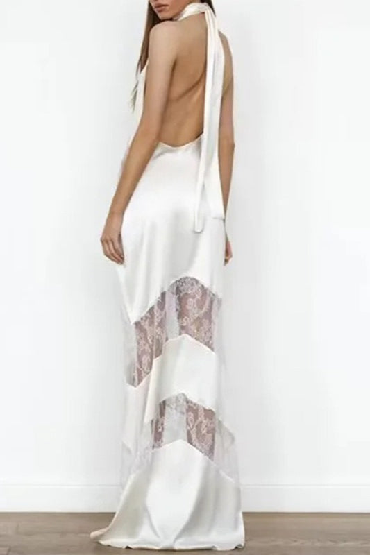 Elegant Cowl Neck Backless Reception Dress