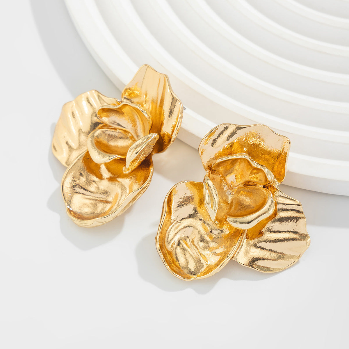 Liquid Irregular Ruched Round Earrings