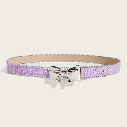 Denim Butterfly Buckle Beaded Statement Belt