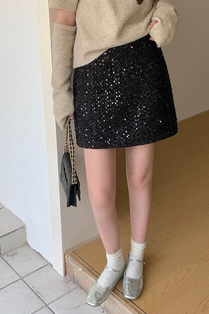 Sparkly Sequin High Waist Mini Skirt