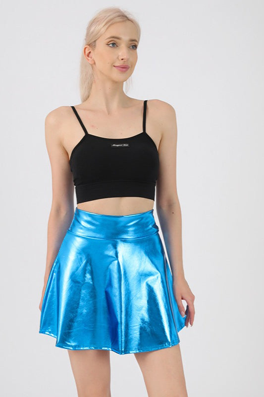 High Waist Solid Color Glossy Performance Skirt