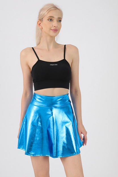 High Waist Solid Color Glossy Performance Skirt