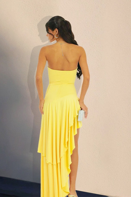 Strapless Ruffle Hem Birthday Dress
