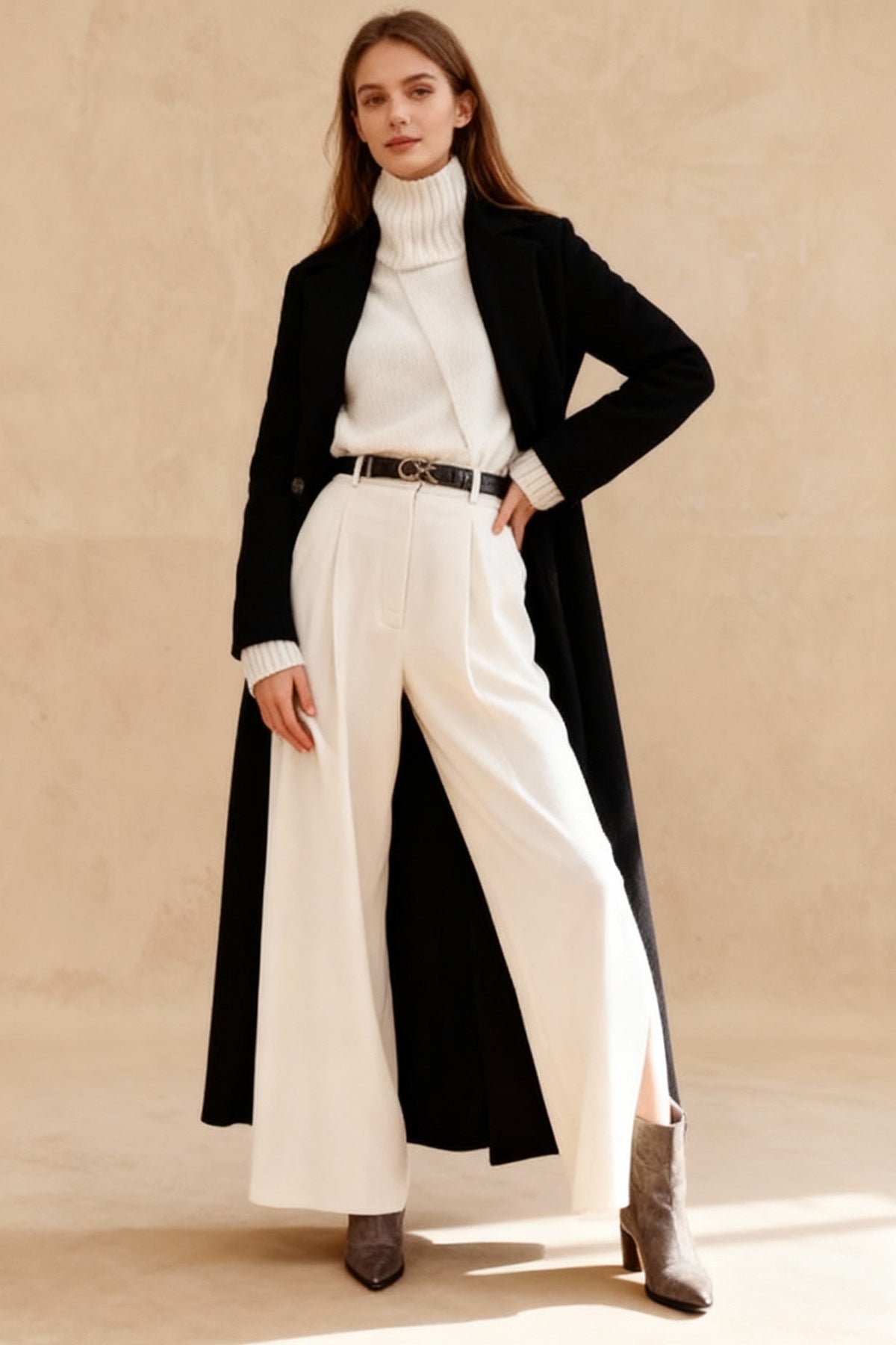 Solid Wool Blend Longline Coat