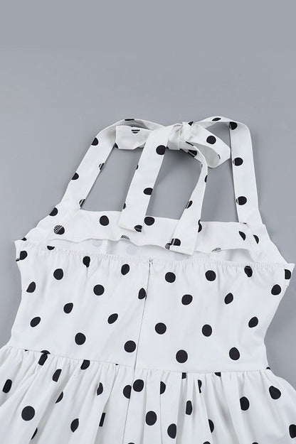 Halter Polka Dot A Line Mini Dress