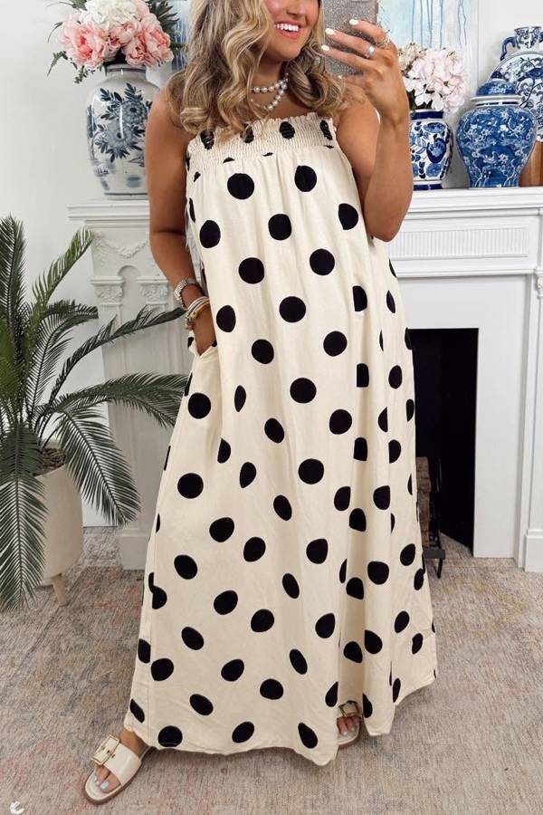 Polka Dot Sleeveless Loose Maxi Dress