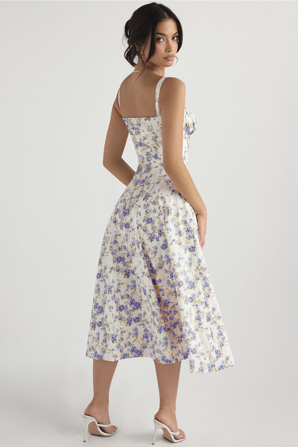 Strap Slit Floral Maxi Floral Dress