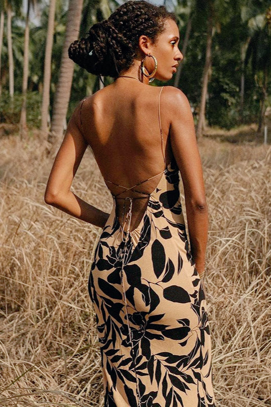 Floral Backless Slip Dress