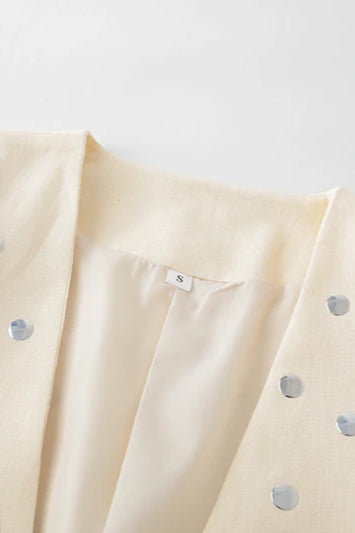 Rivet Detail Casual V-Neck Blazer