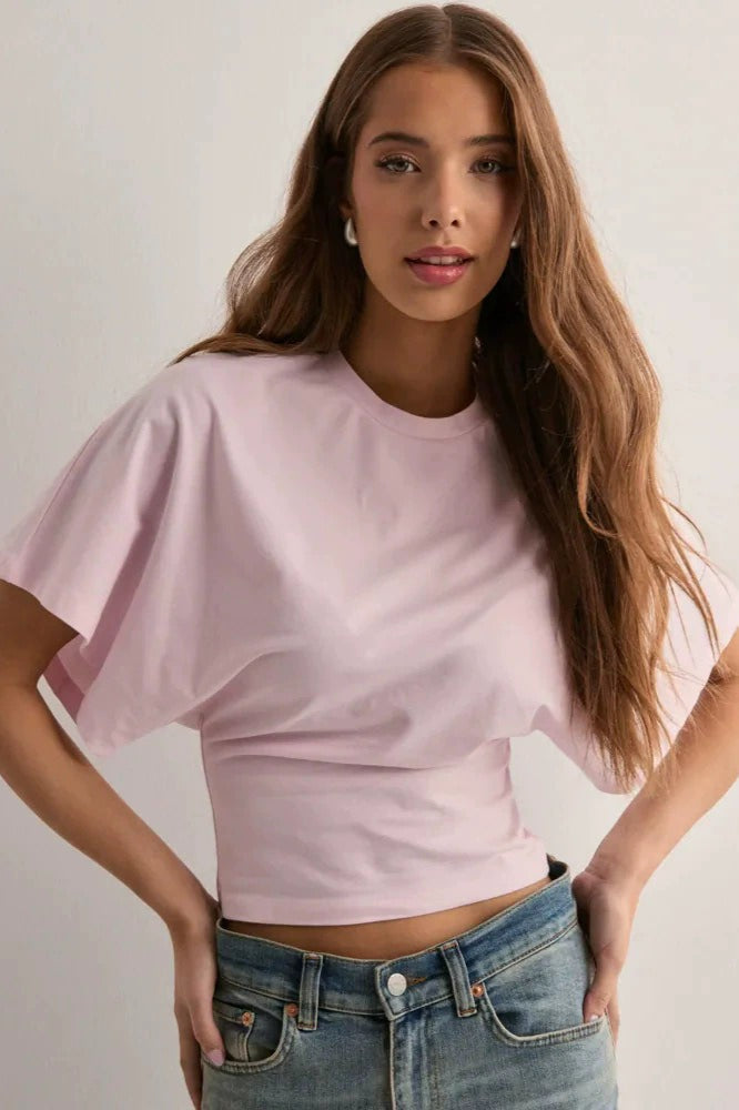 Solid Crew Neck Loose Fit Short Sleeve Tee
