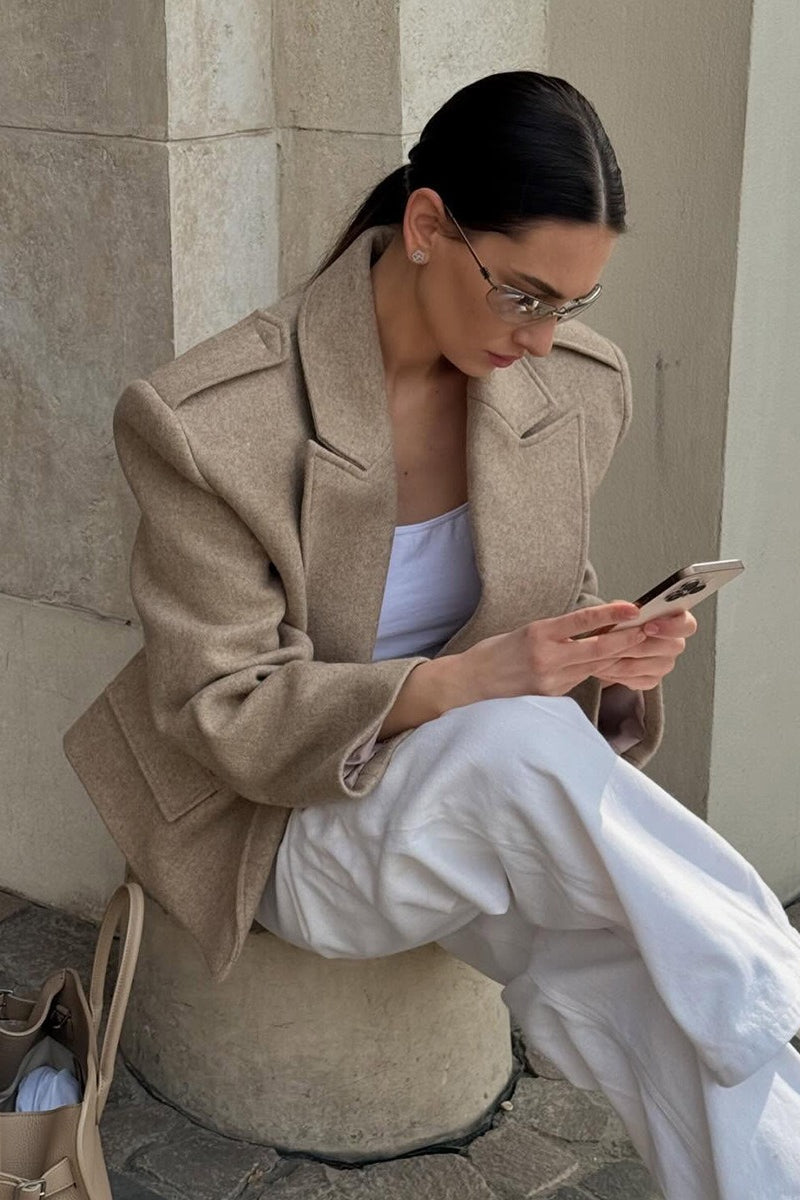 Structured Wool Notch Lapel Coat