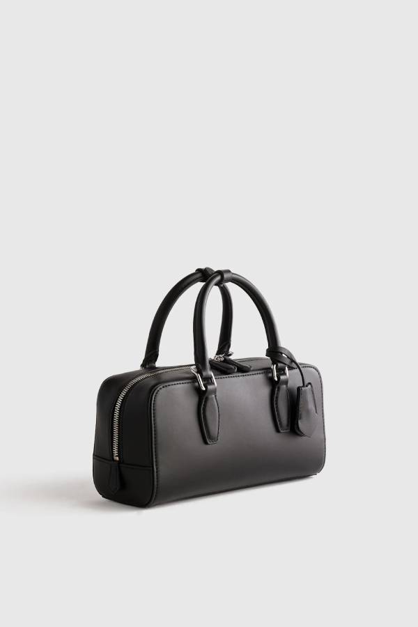 Italian Leather Mini Bowler Crossbody Satchel