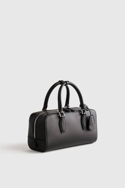 Italian Leather Mini Bowler Crossbody Satchel
