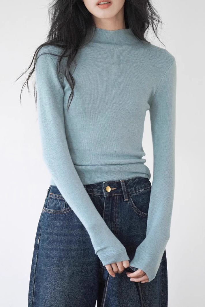 Fitted Mock Neck Knit Top