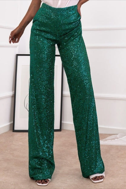 Sequin Straight Leg Casual Pants
