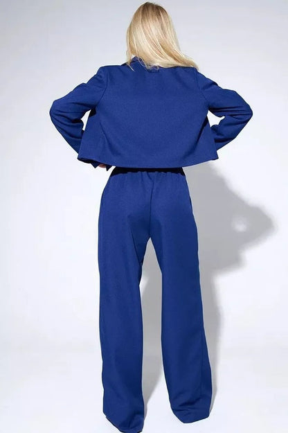 Cropped Fitted Two Piece Blazer Pants Set