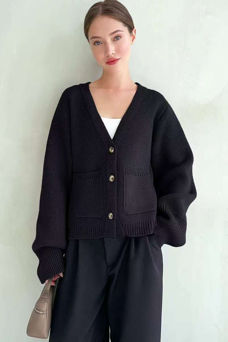 V Neck Pocket Detail Cardigan